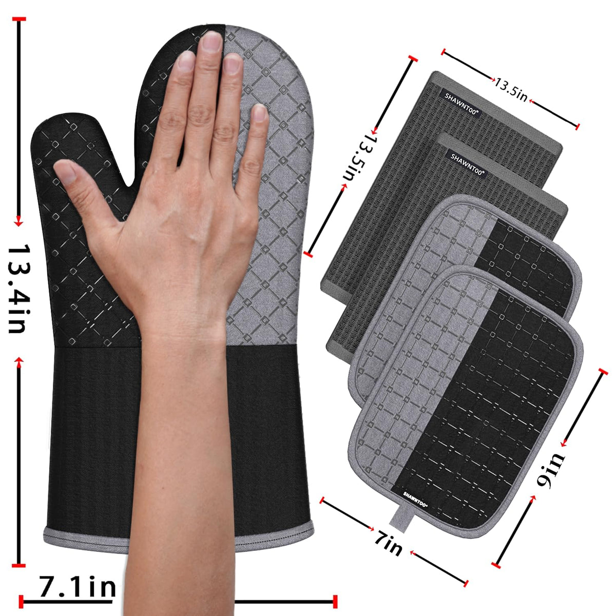 ShawnToo pot holders 7x7 inches offer secure grip with non-slip texture