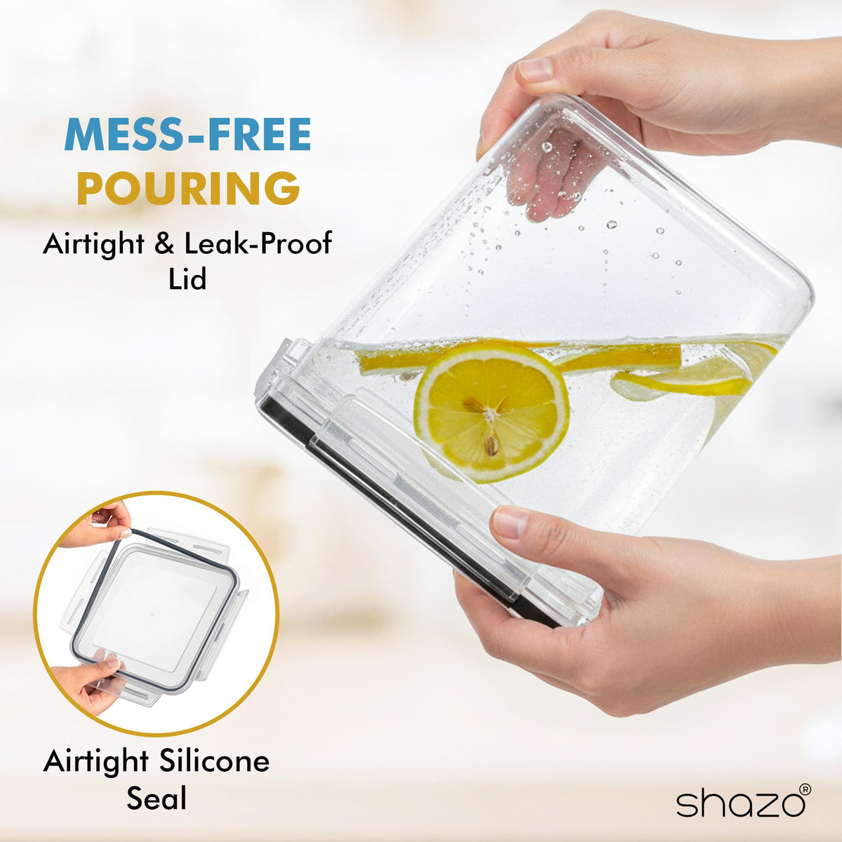 Shazo 1.1L container top view seals sugar for easy portioning.