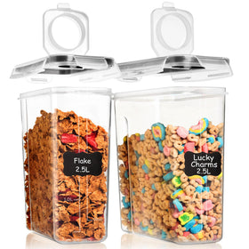 Shazo 2 pack cereal containers with airtight lids for freshness