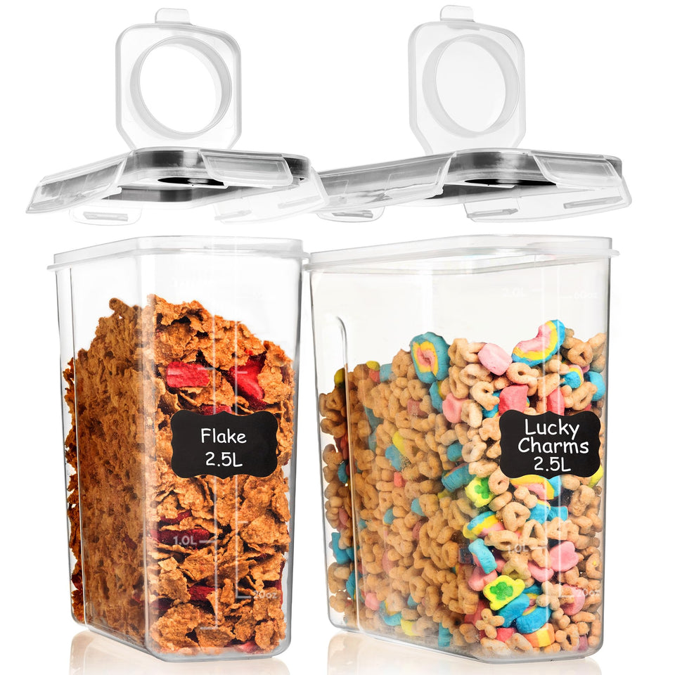 Shazo 2 pack cereal containers with airtight lids for freshness