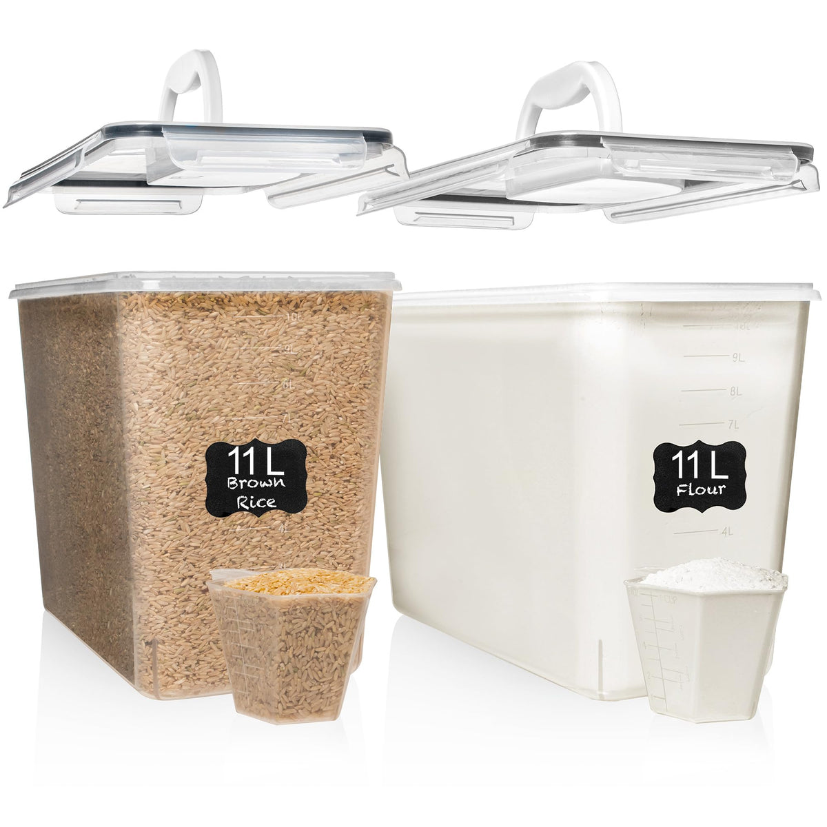 Shazo 2pc 11L containers with bulk storage capacity for pantry organization.