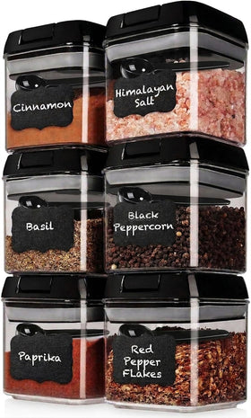 Shazo 6pc airtight containers close-up showing secure lids for pantry organization.