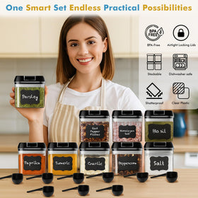 Shazo 9pc leak-proof lids ensure spill-resistance and easy pouring in the kitchen.