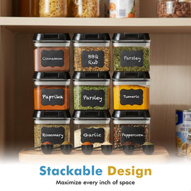 Shazo 9pc transparent containers allow fast ingredient checks.
