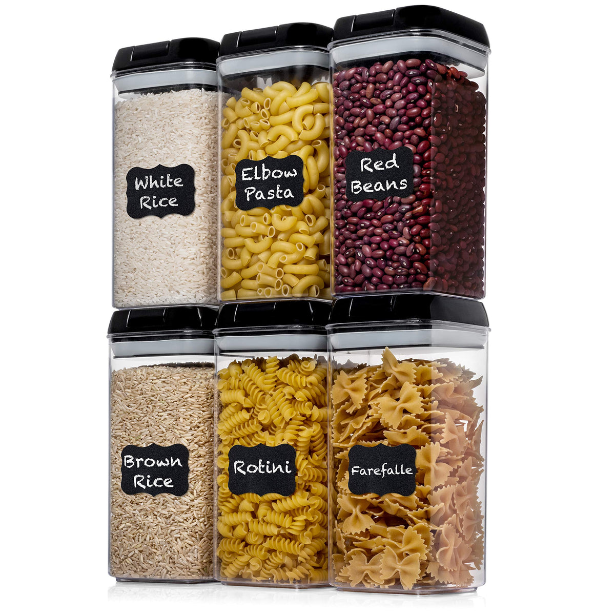 Shazo 6pc airtight containers with locks for organized pantry storage