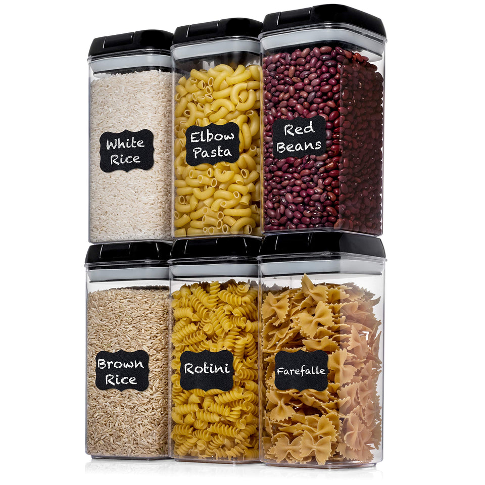 Shazo 6pc airtight containers with locks for organized pantry storage