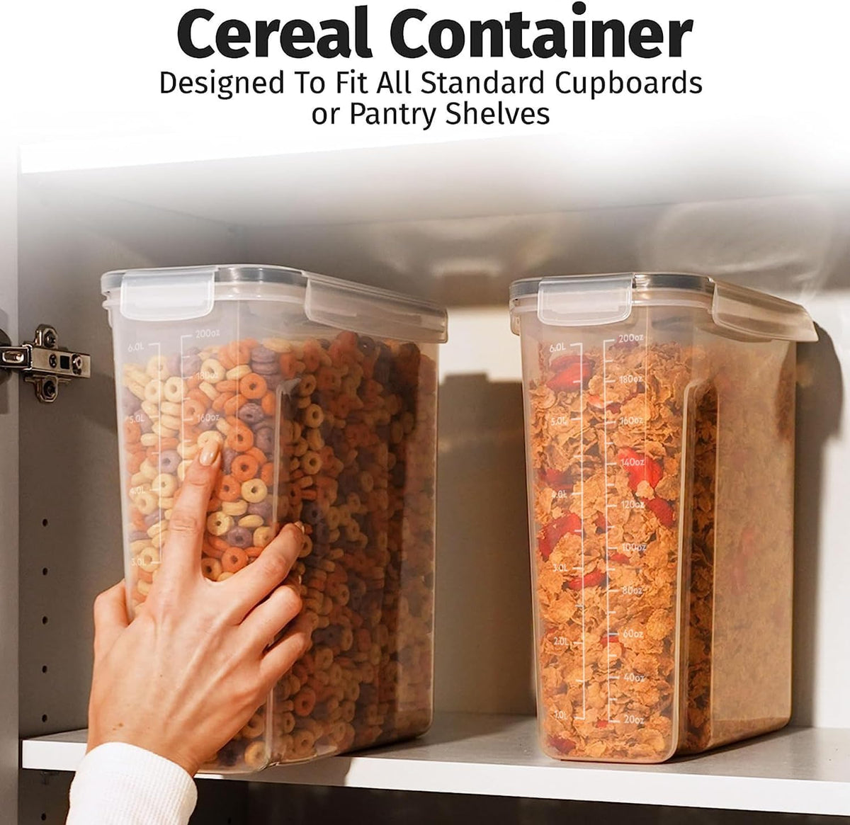 Shazo BPA-free plastic canister highlights safe pantry storage.