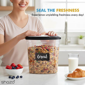 Shazo BPA-free plastic storage containers for safe dry goods storage.