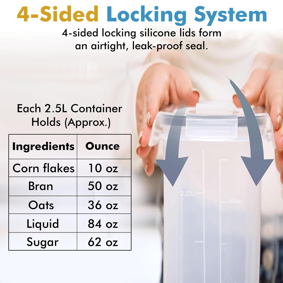 Shazo four-sided snap lid with silicone seal preserves freshness
