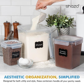 Shazo cereal container keeps breakfast organized and accessible.