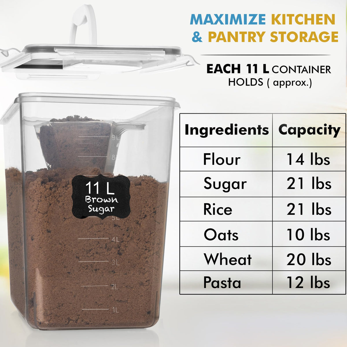 Shazo leakproof pantry storage keeps dry goods secure and moisture free.