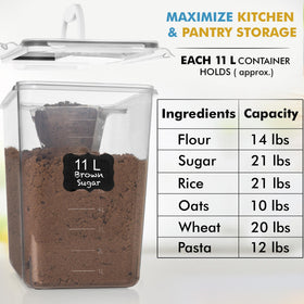 Shazo leakproof pantry storage keeps dry goods secure and moisture free.