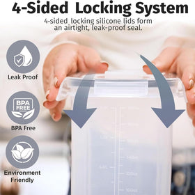 Shazo clear pantry container supports easy labeling and organization.