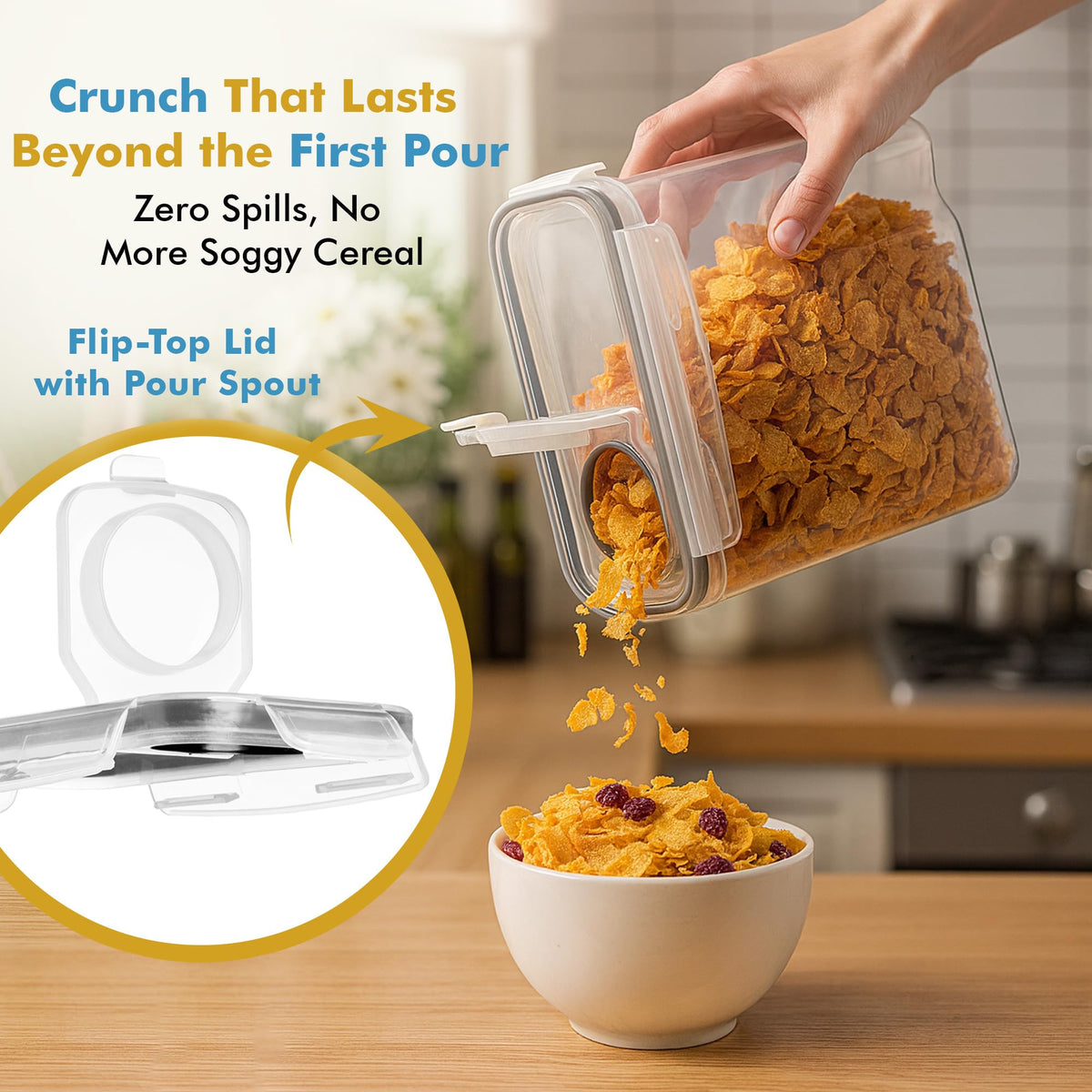 Shazo stackable pantry storage for rice, sugar and flour organization