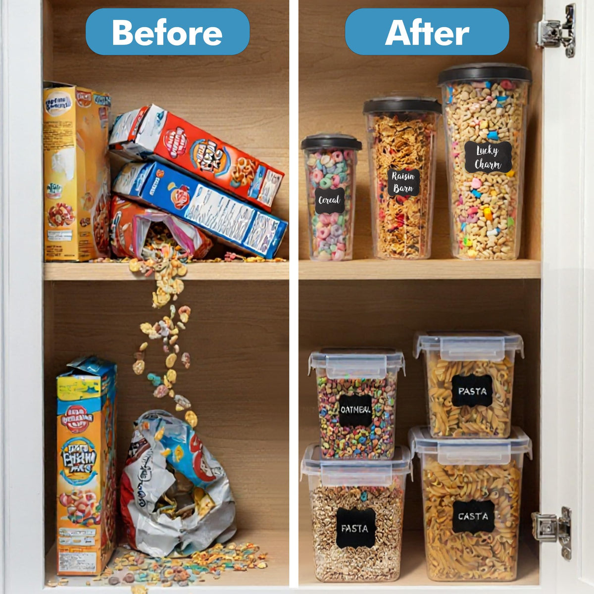 Shazo large-capacity containers suitable for cereals, rice, and pasta.