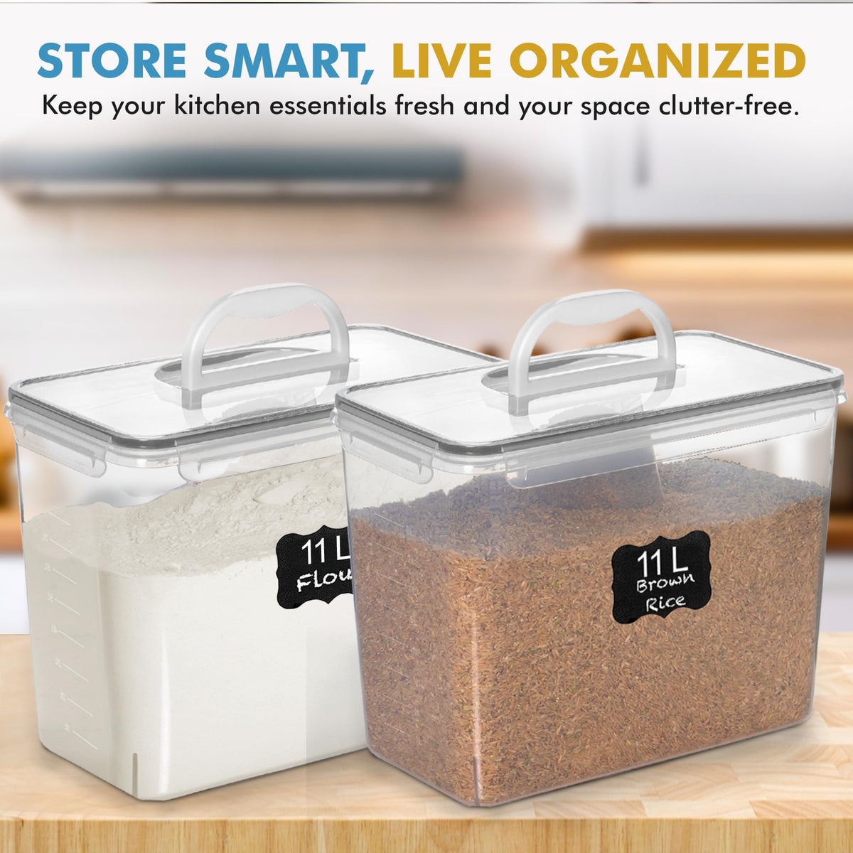 Shazo rice flour sugar storage visual showcases bulk capacity and durable construction.