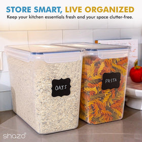 Shazo space saving stackable design fits neatly in standard kitchen cabinets.