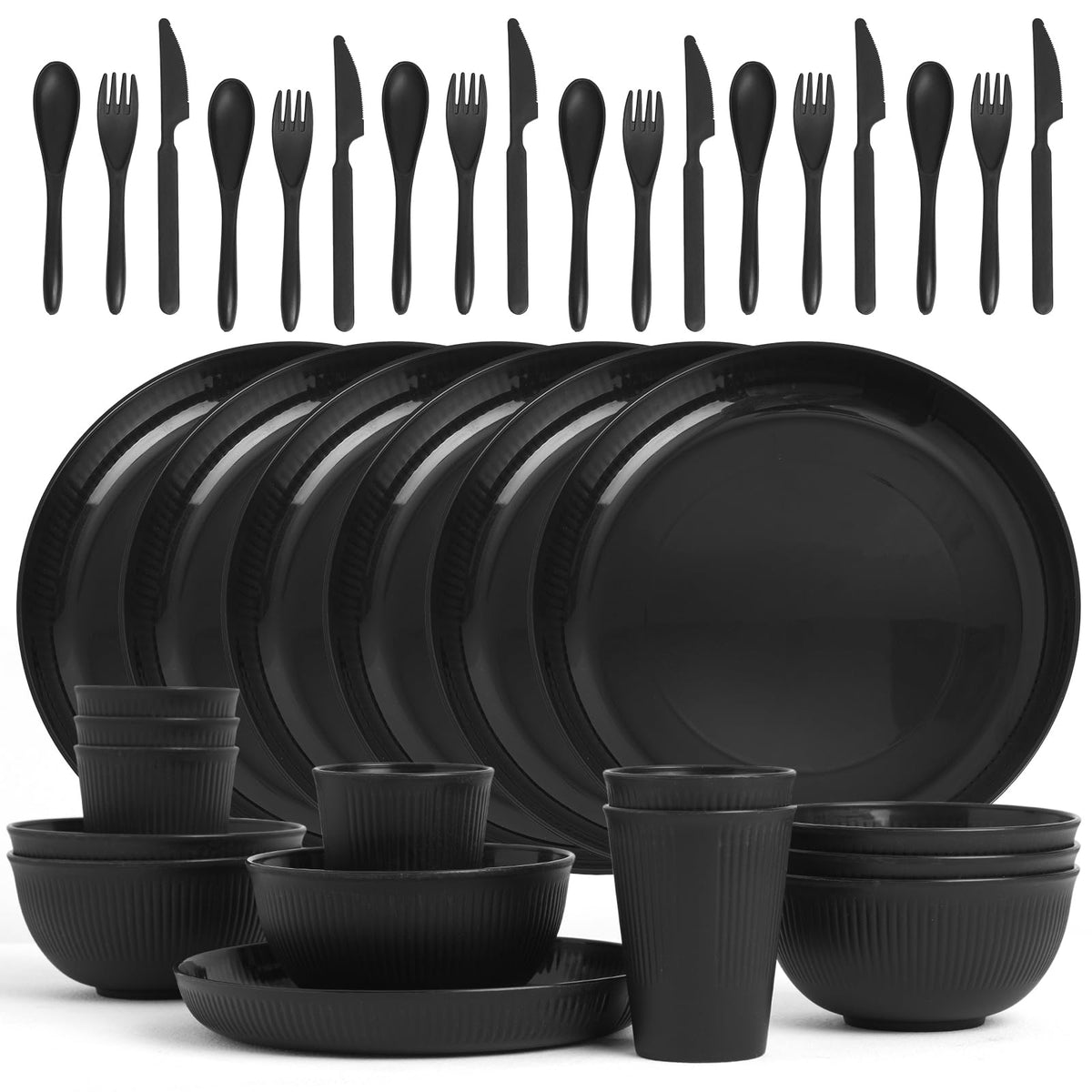 SHECIPIN wheat straw dinnerware plates are lightweight and durable for everyday meals