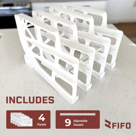 Shelf Reliance FIFO pantry rack expanded storage demonstrates extra can capacity.