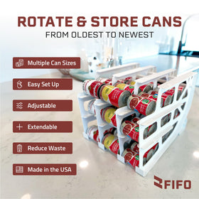 Shelf Reliance FIFO pantry rack installed in cabinet keeping shelves neat and accessible.