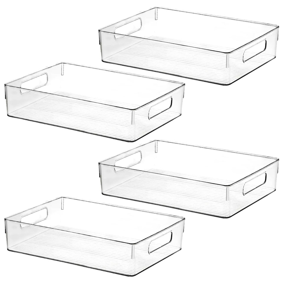ShelfShaper large clear storage bin for pantry organization and easy visibility.