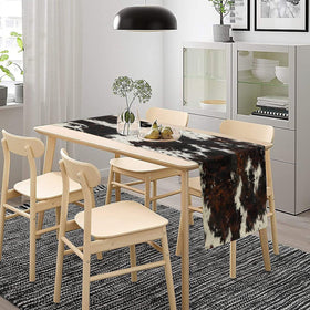 SHElifestyle western cowhide print dinner runner creates inviting table settings.