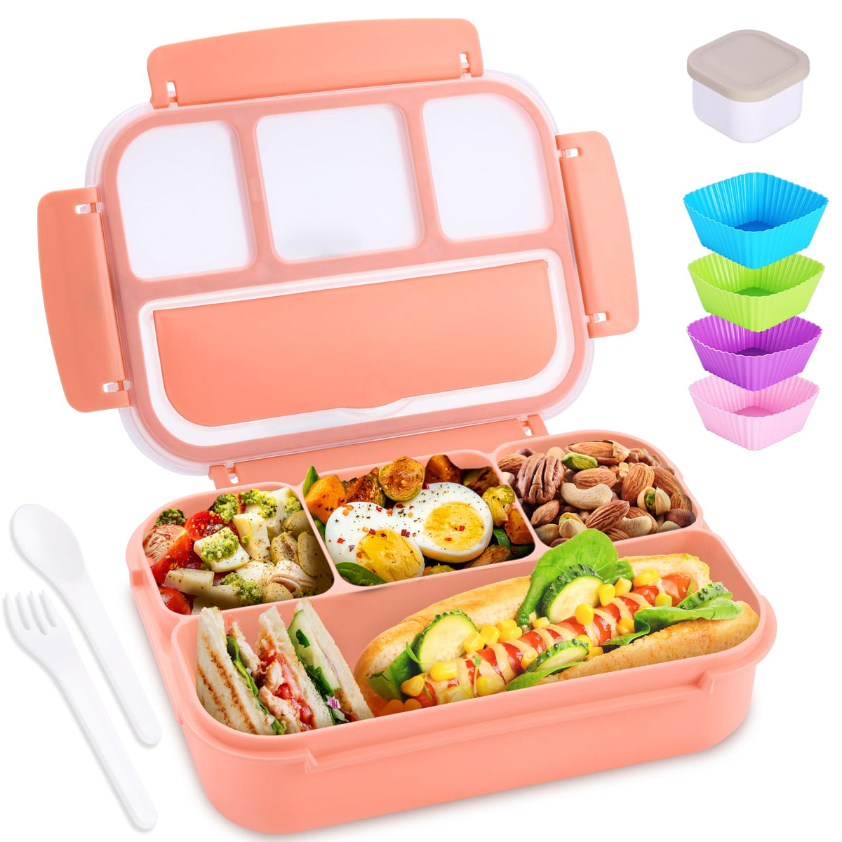 Shell and Turtle Bento Box 4-compartments with leak-proof lid for mess-free lunches
