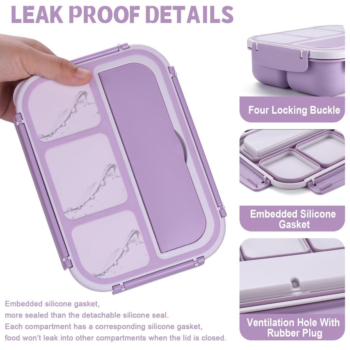 Shell and Turtle bento box with 40oz capacity fits meals for adults and kids.