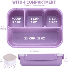 Shell and Turtle bento box four-compartment design keeps portions separated.