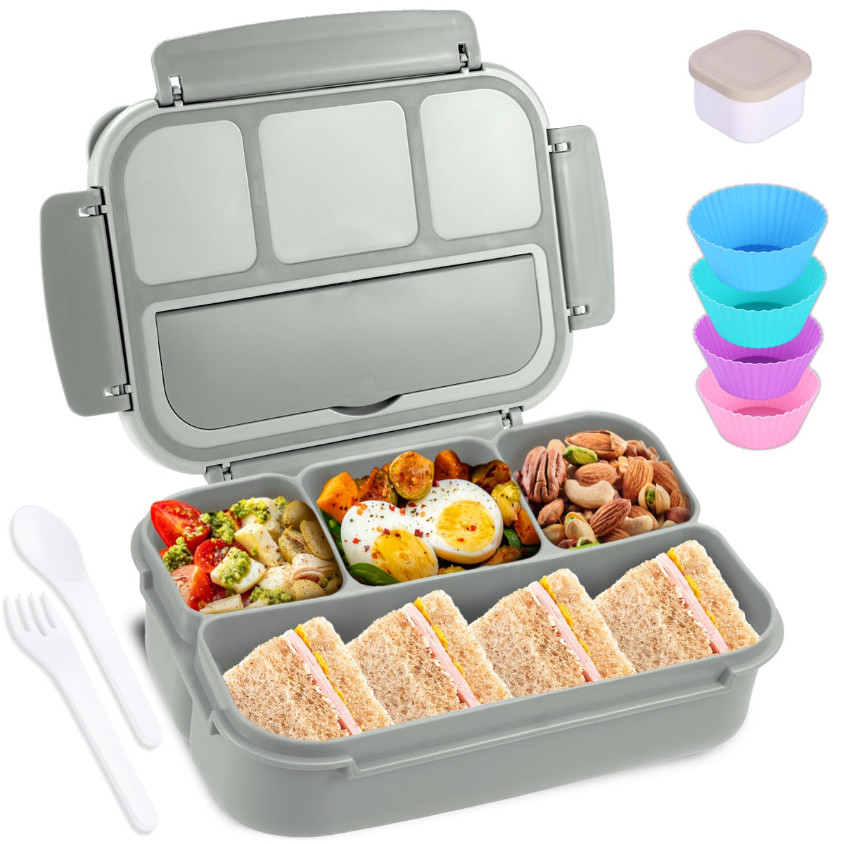 Shell and Turtle bento box gray lid ensures durable travel storage.