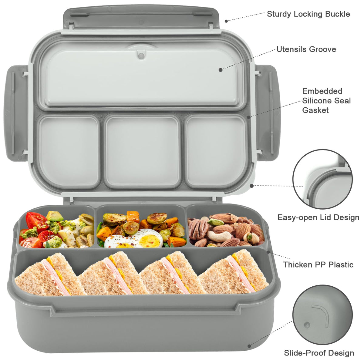 Shell and Turtle bento box with utensils supports on-the-go lunches.