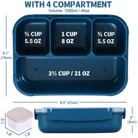 Shell and Turtle navy bento box side view highlighting compact design for daily lunches.
