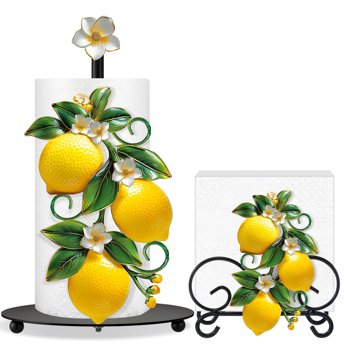 Shellwei lemon paper towel holder with round base for stable countertop use