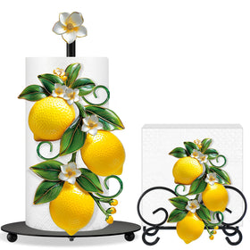 Shellwei lemon paper towel holder with round base for stable countertop use