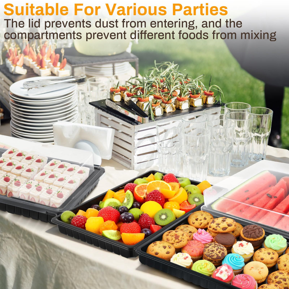 Shellwei trays ready for party table and refrigerator organization