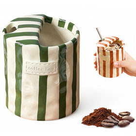 Shelprojsu 10oz ceramic mug with green stripes, ideal for daily coffee rituals.