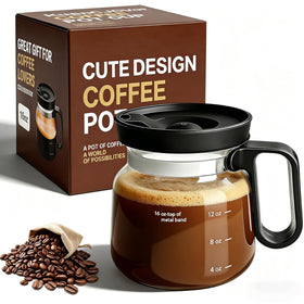 Shelprojsu 16oz coffee pot mug with clear glass and measurement marks for portions.