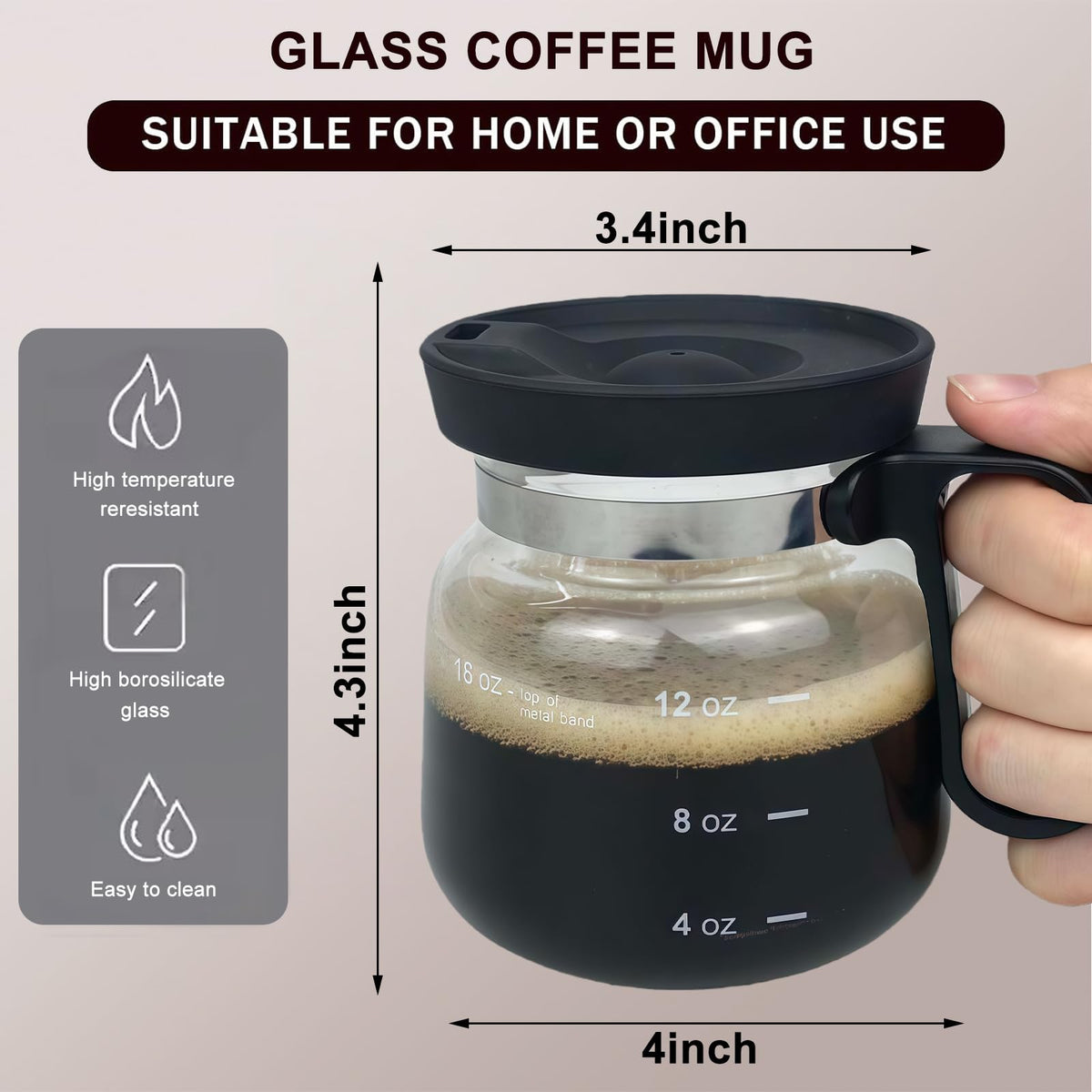 Shelprojsu heatproof glass mug shows beverage color while handling hot or cold drinks