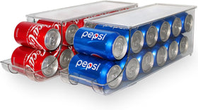 ShelfShaper Soda Can Organizer holds 12 cans per bin for organized pantry
