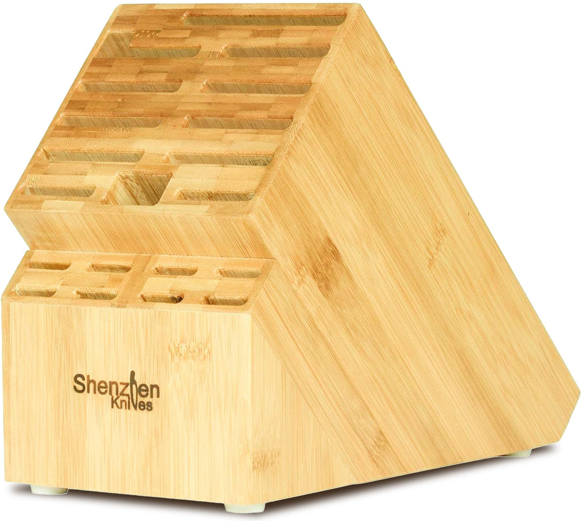 Shenzhen Knives 20-slot universal knife block in bamboo finish keeps knives organized and accessible