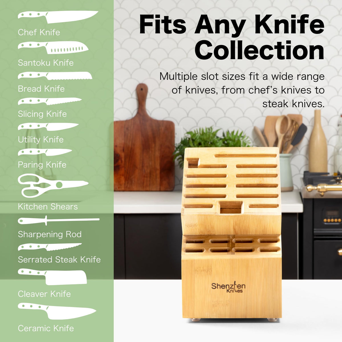 Shenzhen Knives with wide openings for easy knife insertion and blade safety