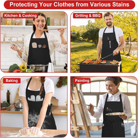 SHEOMERN black apron with four pockets for organization.