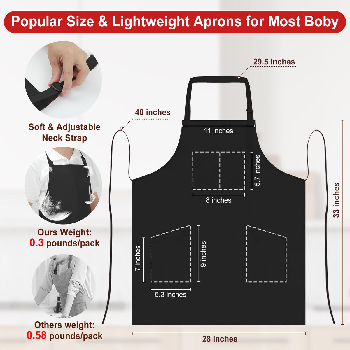 SHEOMERN versatile apron suitable for baking, grilling, painting.