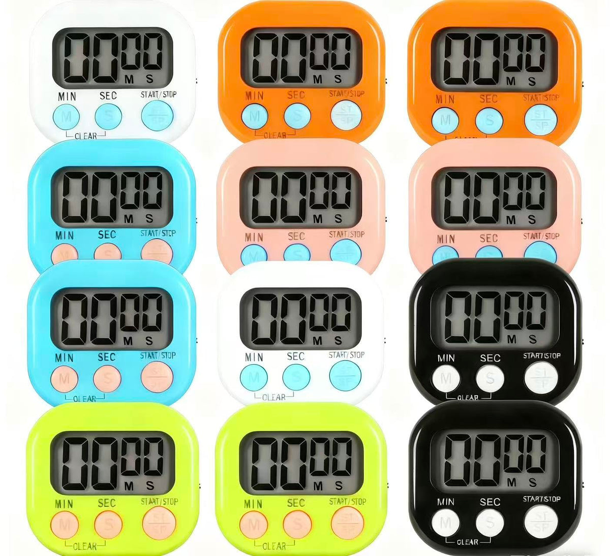 SHEYONGBY 12-pack timer in six colors for color-coded time management