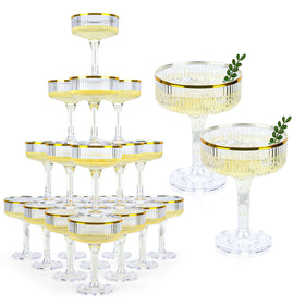 SHIQIKEJIPTY clear champagne tower glasses 7oz for secure wedding towers