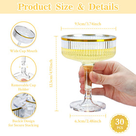 SHIQIKEJIPTY gold rim plastic martini glasses 7oz add sparkling flair to celebrations