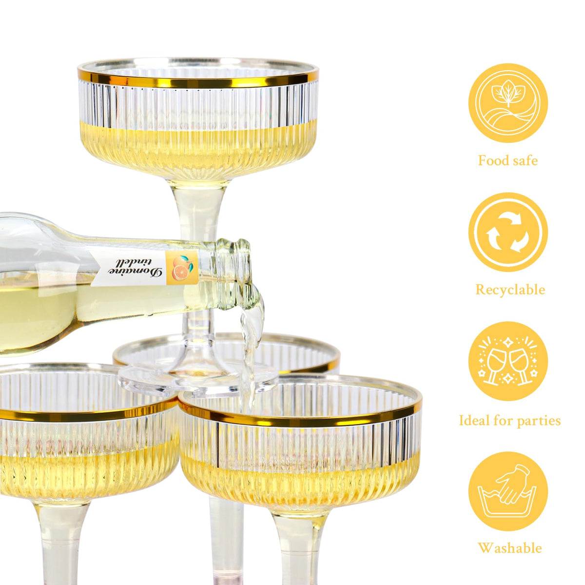 SHIQIKEJIPTY stackable champagne coupe glasses 7oz for easy service