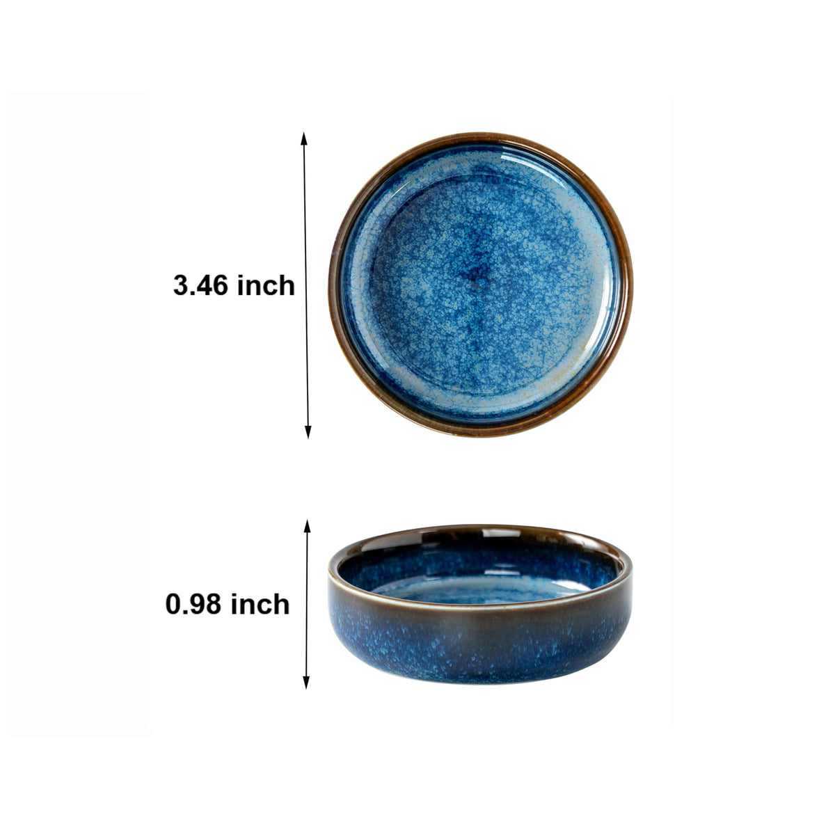 SHIDACHENG dipping bowls glaze close-up shows ocean-blue glaze and artisanal charm.