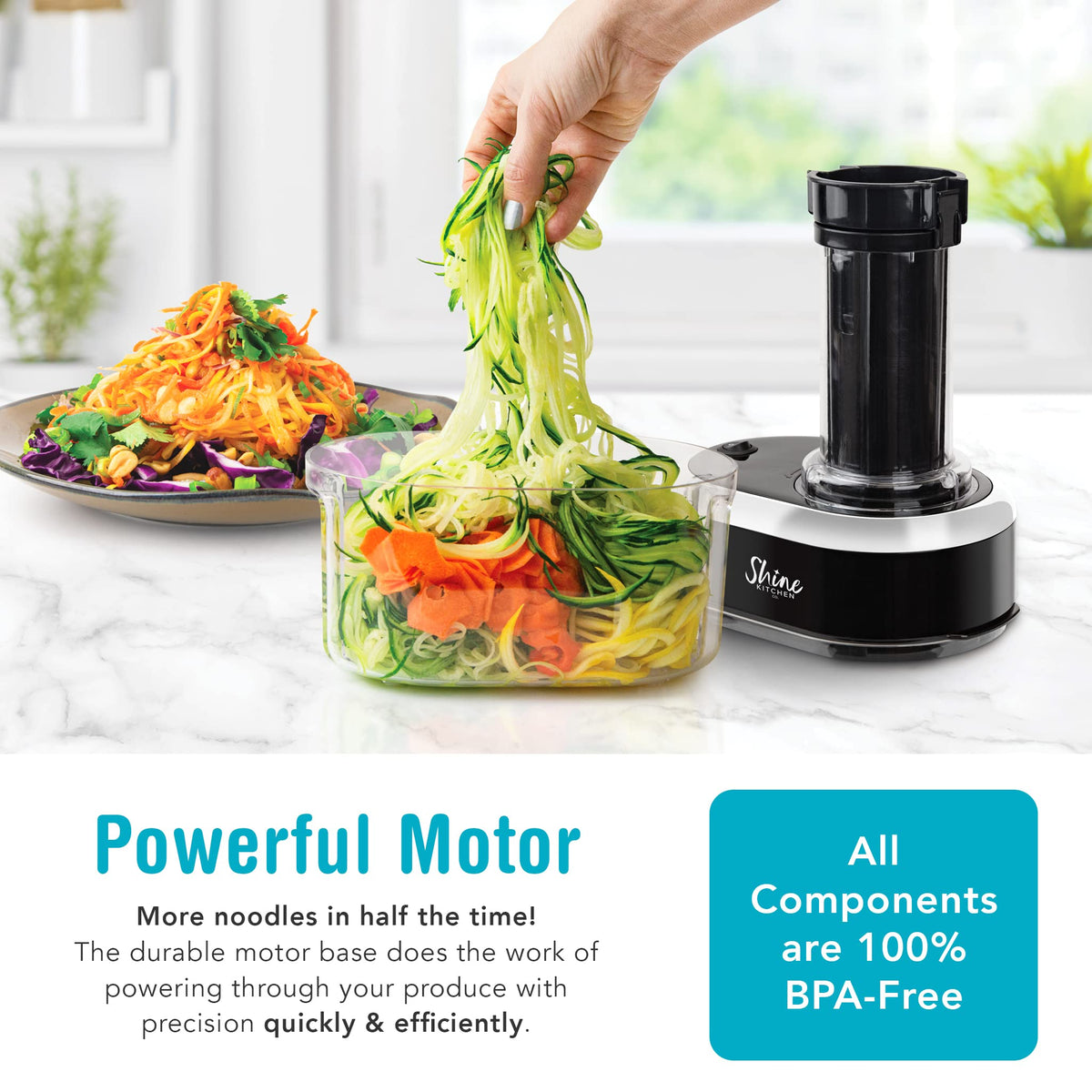 Shine SES-100 fettuccine blade makes wide ribbon noodles