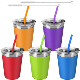 ShineMe 5-pack kids cups with silicone sleeves for easy grip